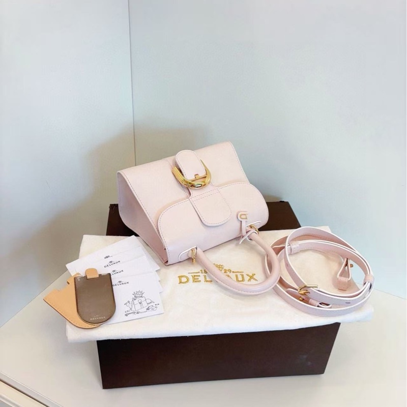【99新閒置大全套🆕】Delvaux Brilliant mini 粉色金扣手提袋單肩袋 斜挎包-4