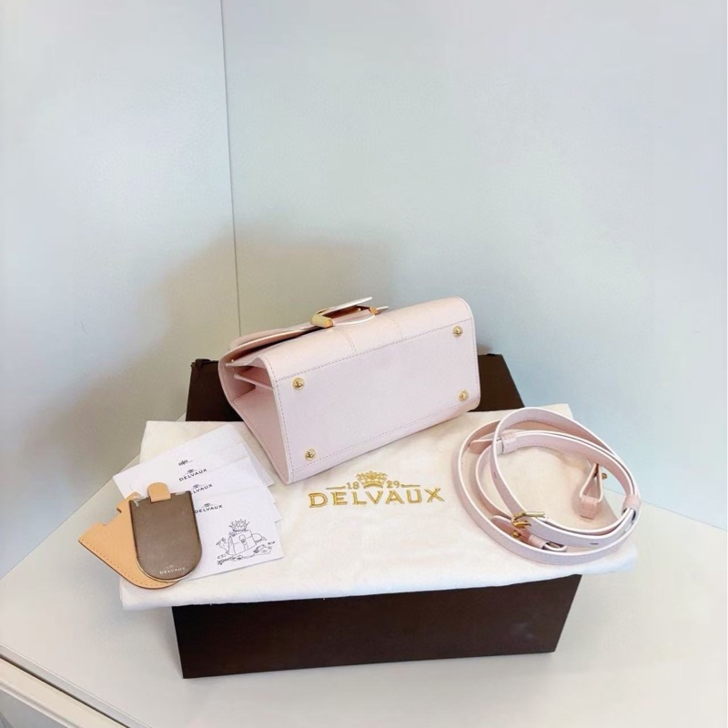 【99新閒置大全套🆕】Delvaux Brilliant mini 粉色金扣手提袋單肩袋 斜挎包-5