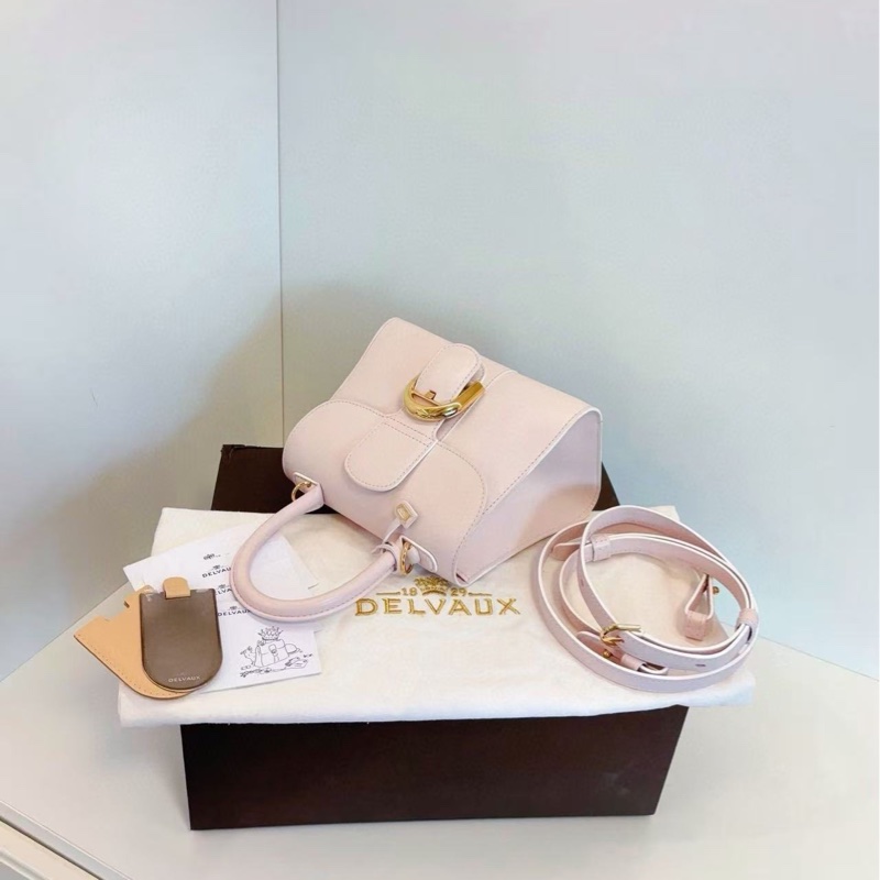 【99新閒置大全套🆕】Delvaux Brilliant mini 粉色金扣手提袋單肩袋 斜挎包-6