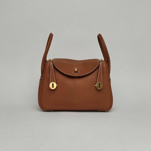 HERMES Lindy2637金棕色TC皮Y刻金扣肩背包