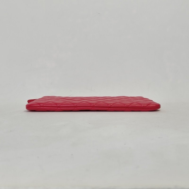 CHANEL CF手拿包小號28桃紅色羊皮22開淺金扣肩背包-4