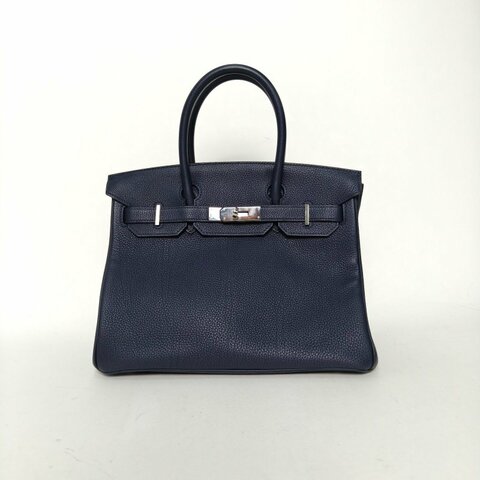 HERMES Birkin302Z午夜藍Togo皮A刻銀扣肩背包