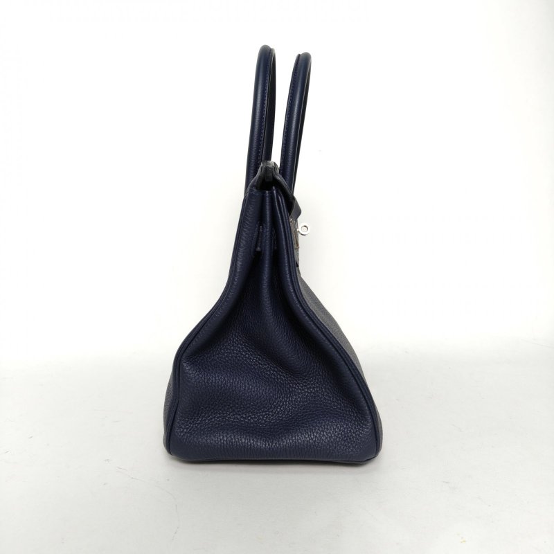 HERMES Birkin302Z午夜藍Togo皮A刻銀扣肩背包-3