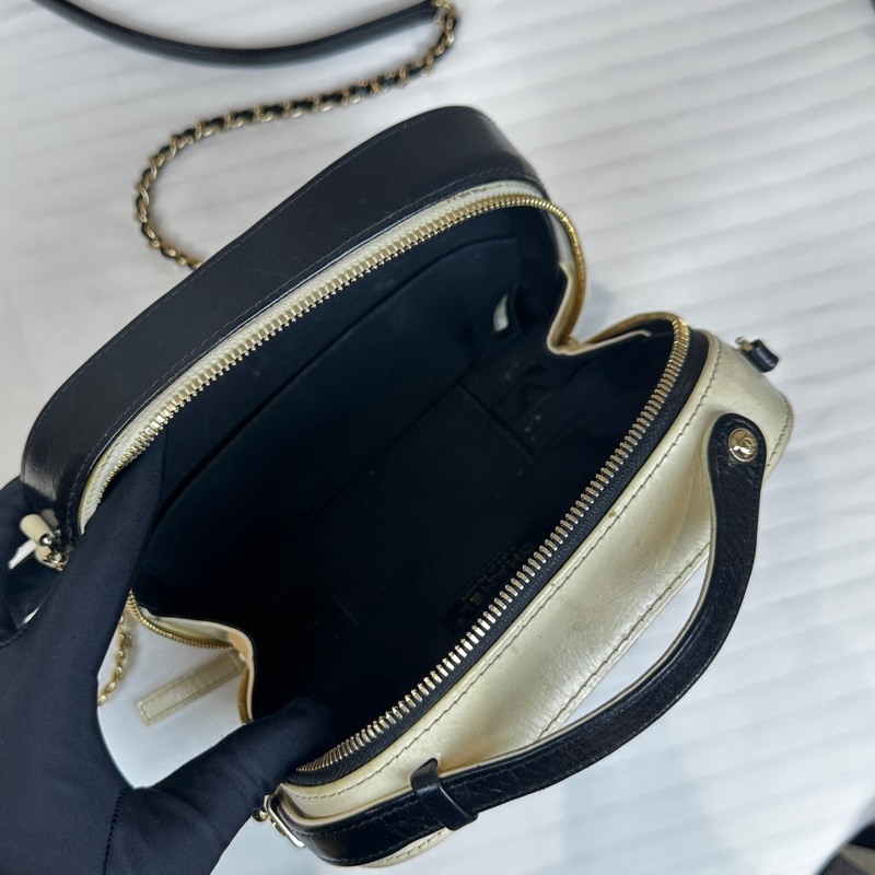 香奈兒/Chanel 黑白雙色鏈條單肩斜挎包 19x8x7cm-12