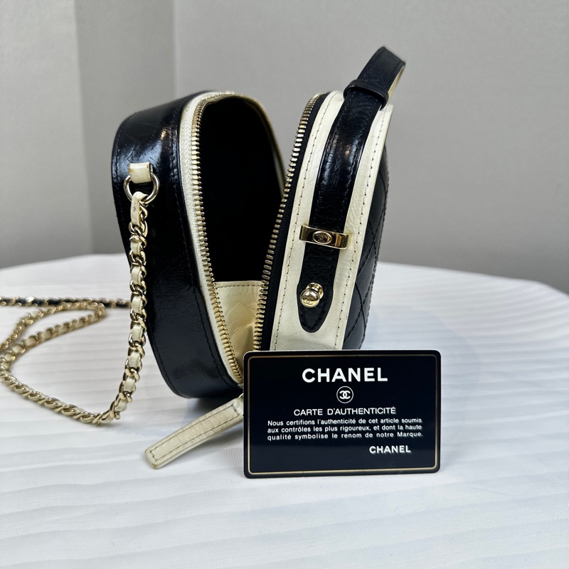 香奈兒/Chanel 黑白雙色鏈條單肩斜挎包 19x8x7cm-14