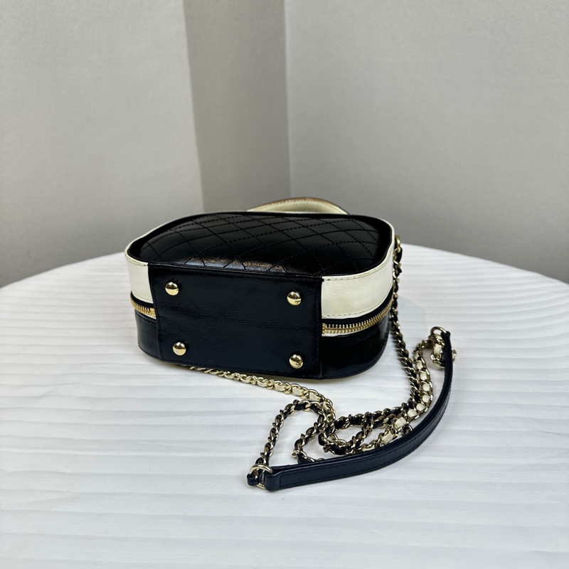 香奈兒/Chanel 黑白雙色鏈條單肩斜挎包 19x8x7cm-5