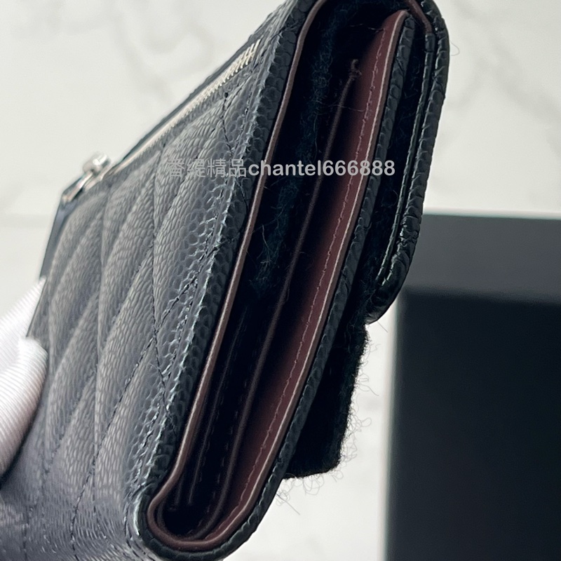 💗香緹國際精品💗 699 Chanel 黑銀荔枝牛短夾 晶片款 極新-3