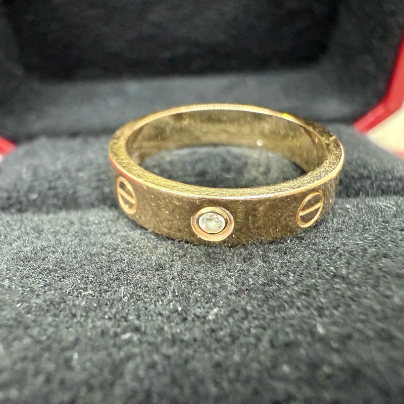 Cartier 18K玫瑰金鑽LOVE戒指B4050751-2