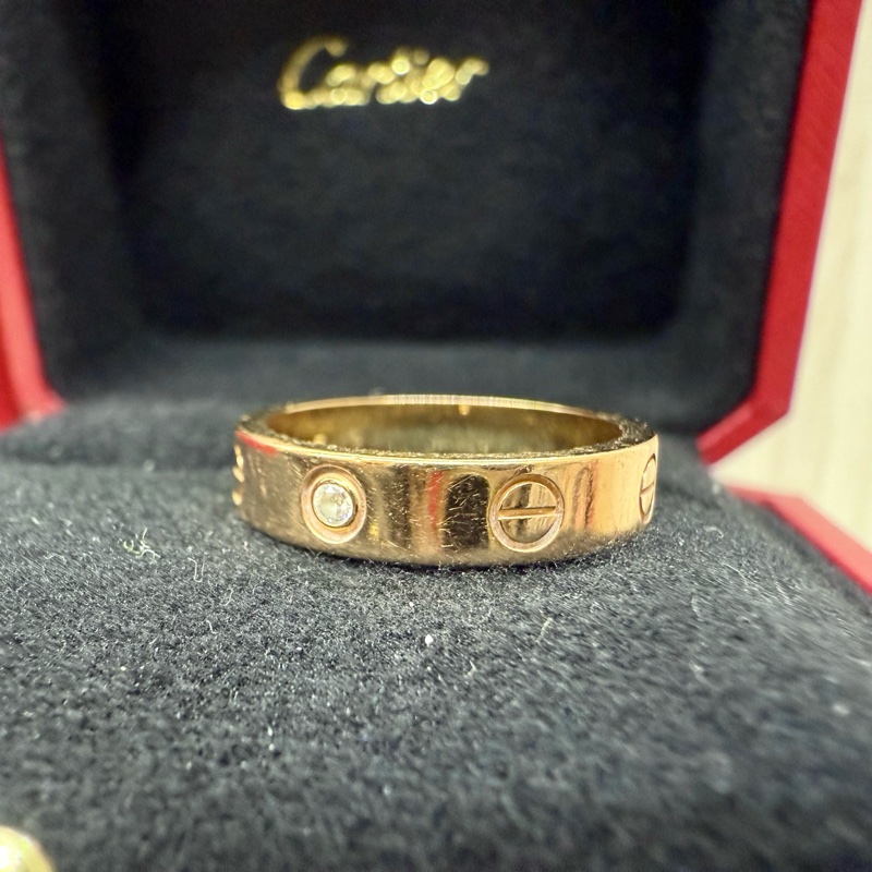 Cartier 18K玫瑰金鑽LOVE戒指B4050751-3
