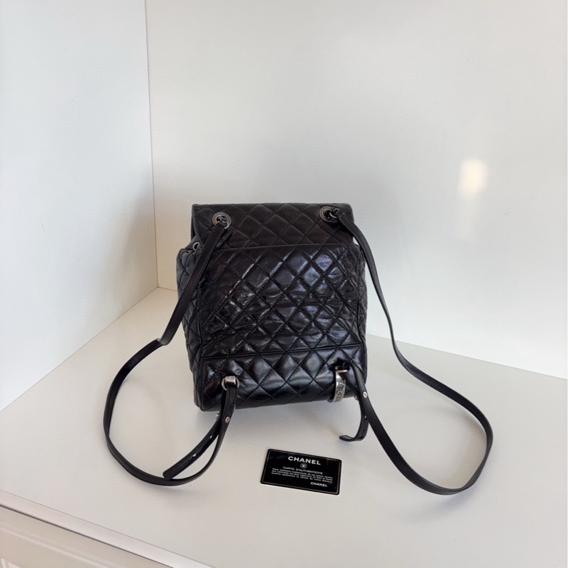 【98新🆕】Chanel  硬通款 黑銀油蠟牛皮 薩爾茨堡雙肩包 小號-1