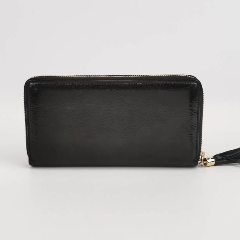 Gucci Soho漆皮純色壓紋雙G長款錢包-3