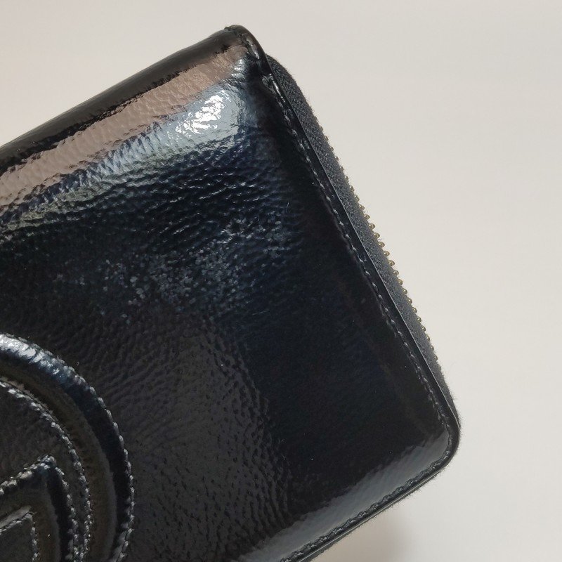 Gucci Soho漆皮純色壓紋雙G長款錢包-9