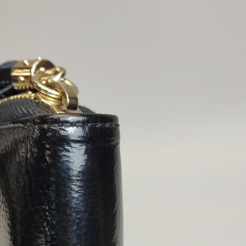 Gucci Soho漆皮純色壓紋雙G長款錢包-11