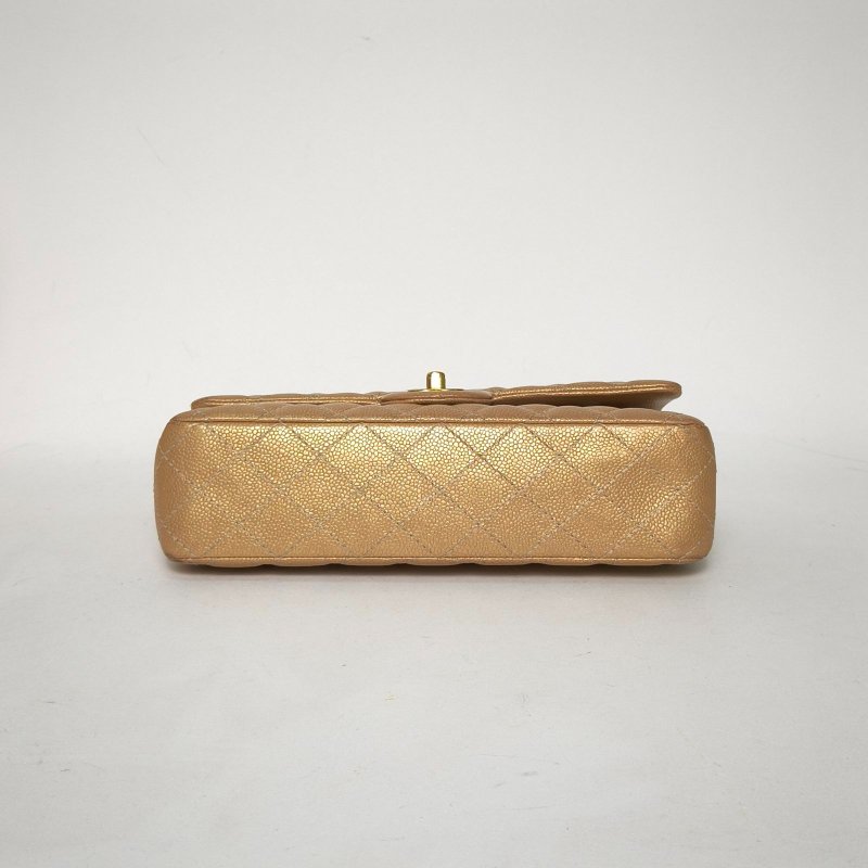 CHANEL CF口蓋包中號25.5金色荔枝牛皮20開金扣肩背包-4