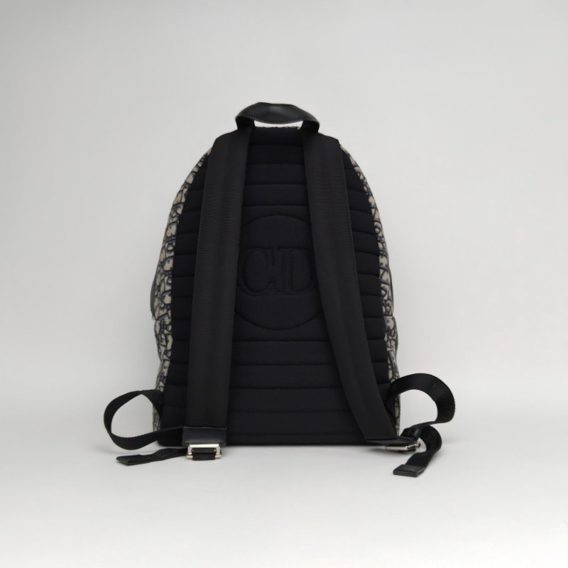 DIOR Rider雙肩包墨藍色帆布銀扣2020Oblique印花肩背包-2