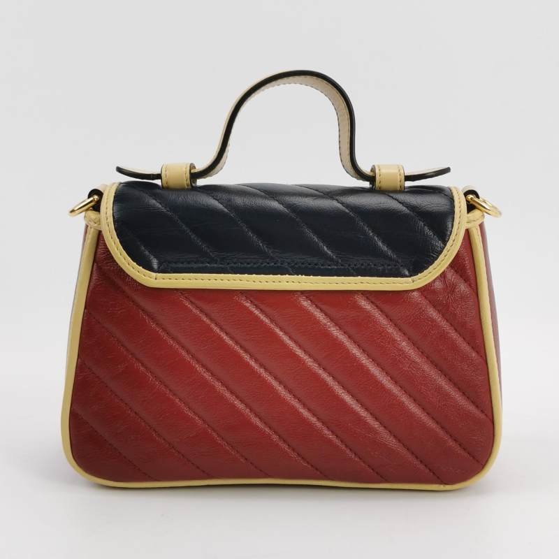 Gucci GG Marmont迷你牛皮撞色雙G標誌斜挎包單肩包-4