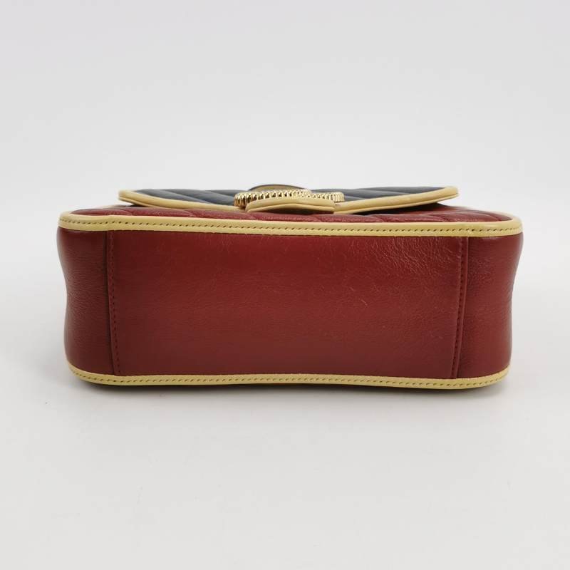 Gucci GG Marmont迷你牛皮撞色雙G標誌斜挎包單肩包-5