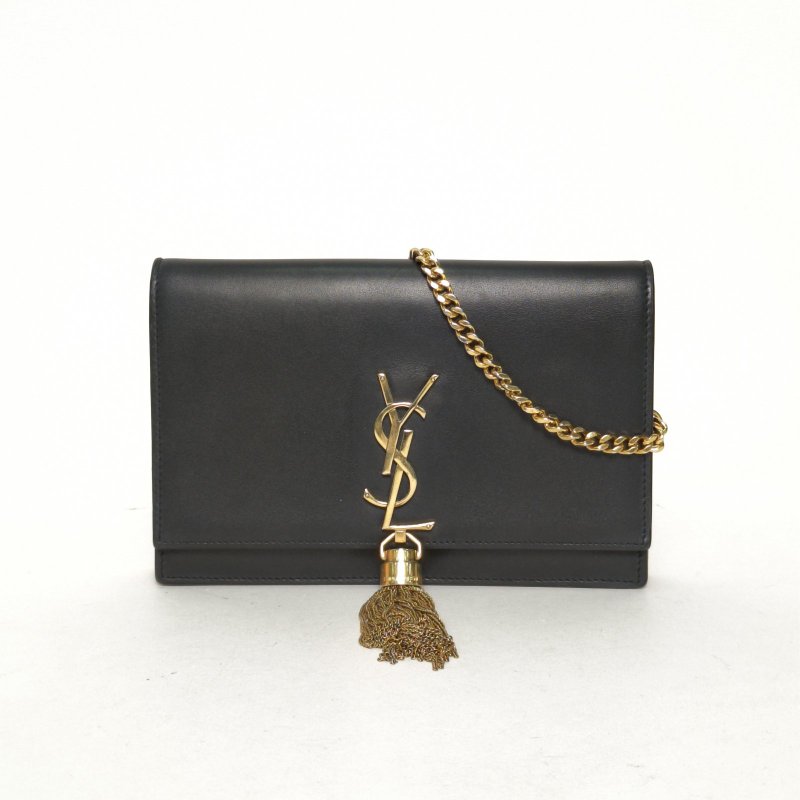 SAINT LAURENT KATEWoc流蘇黑色牛皮金扣肩背包-0