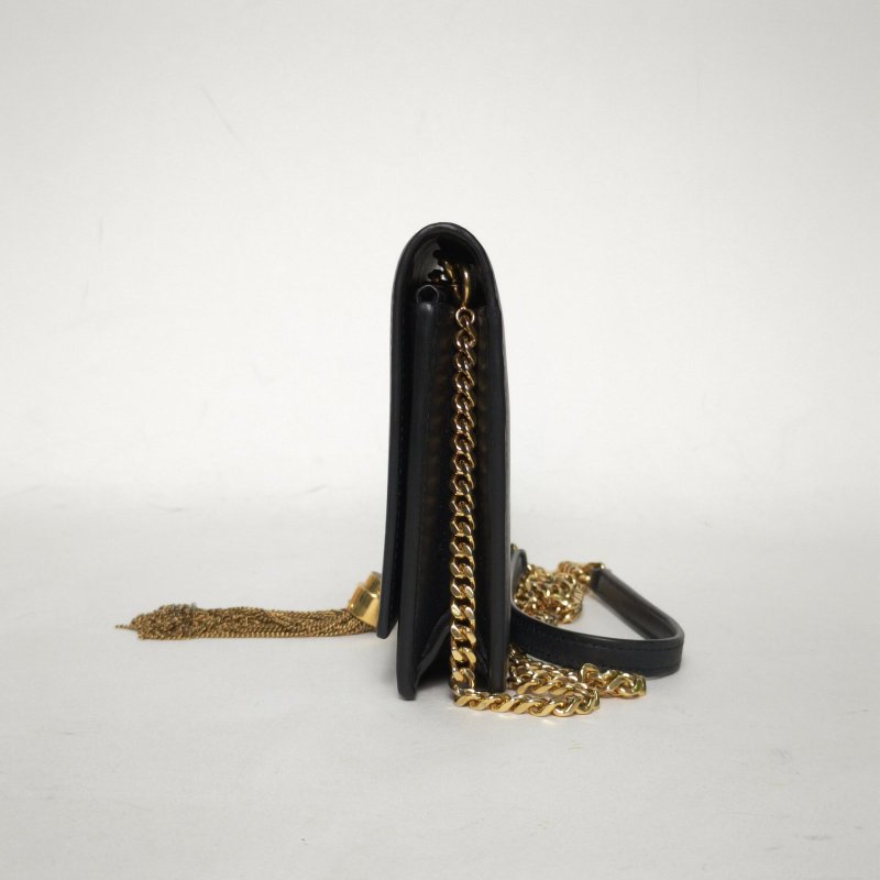 SAINT LAURENT KATEWoc流蘇黑色牛皮金扣肩背包-1