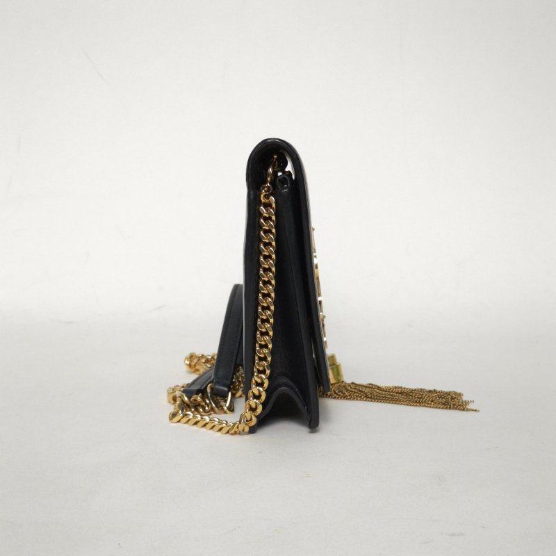 SAINT LAURENT KATEWoc流蘇黑色牛皮金扣肩背包-3