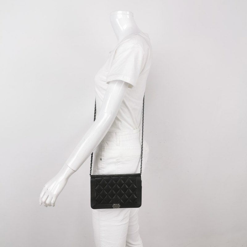 Chanel Boy Bag牛皮菱格絎縫方形雙C鎖扣斜挎包-1