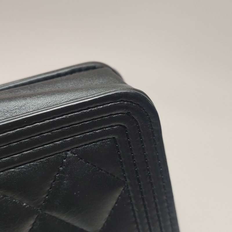 Chanel Boy Bag牛皮菱格絎縫方形雙C鎖扣斜挎包-14