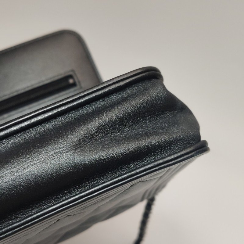 Chanel Boy Bag牛皮菱格絎縫方形雙C鎖扣斜挎包-17