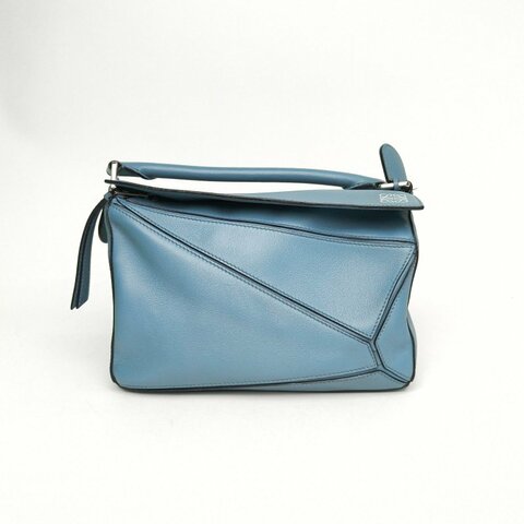 LOEWE Puzzle24幾何包小號藍色牛皮肩背包
