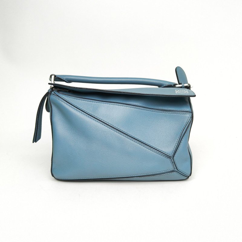 LOEWE Puzzle24幾何包小號藍色牛皮肩背包-0