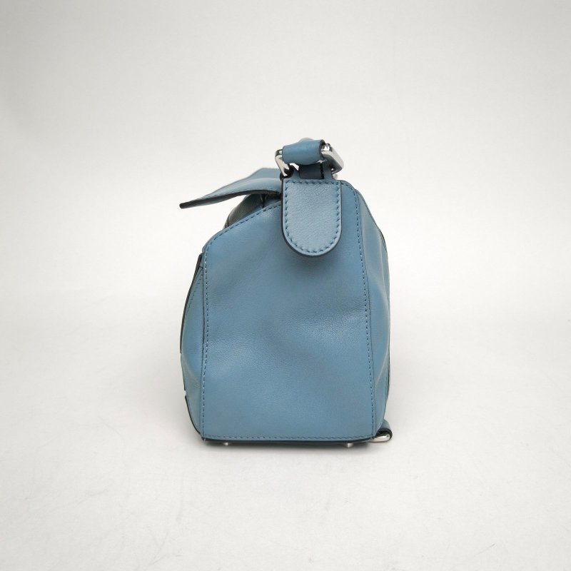 LOEWE Puzzle24幾何包小號藍色牛皮肩背包-1