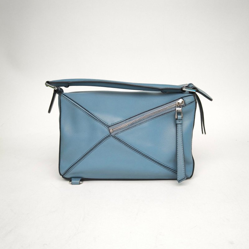 LOEWE Puzzle24幾何包小號藍色牛皮肩背包-2