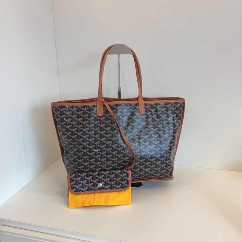 【99新🆕】Goyard 雙面雙色 內里全皮 棕色焦糖色老花 子母 中號 購物袋/托特包-0
