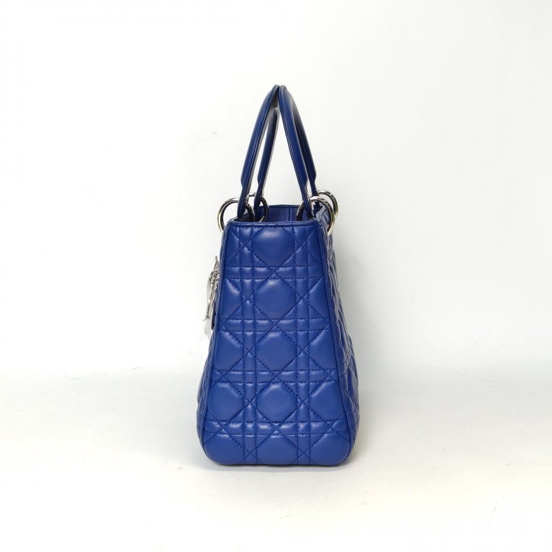 DIOR Lady戴妃包五格藍色羊皮銀扣2015肩背包-1