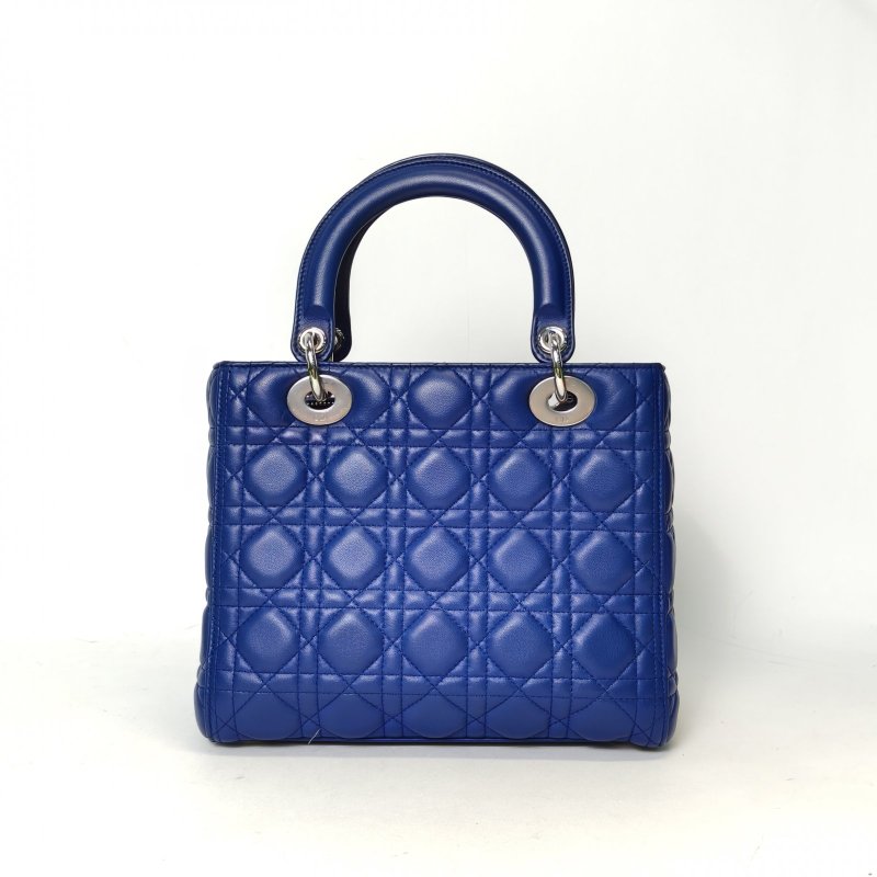 DIOR Lady戴妃包五格藍色羊皮銀扣2015肩背包-2