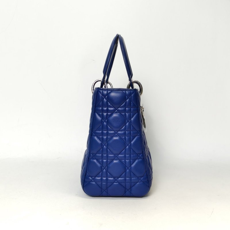 DIOR Lady戴妃包五格藍色羊皮銀扣2015肩背包-3