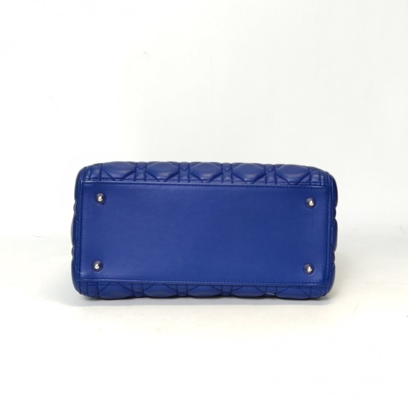 DIOR Lady戴妃包五格藍色羊皮銀扣2015肩背包-4