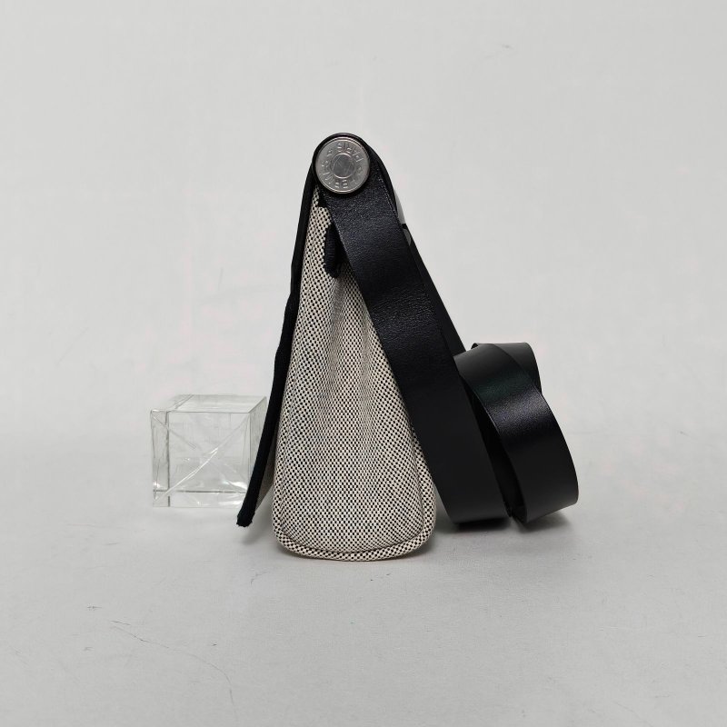 HERMES HerbagZip20帆布拼牛皮89黑色帆布/Hunter牛皮K2025銀扣肩背包-3