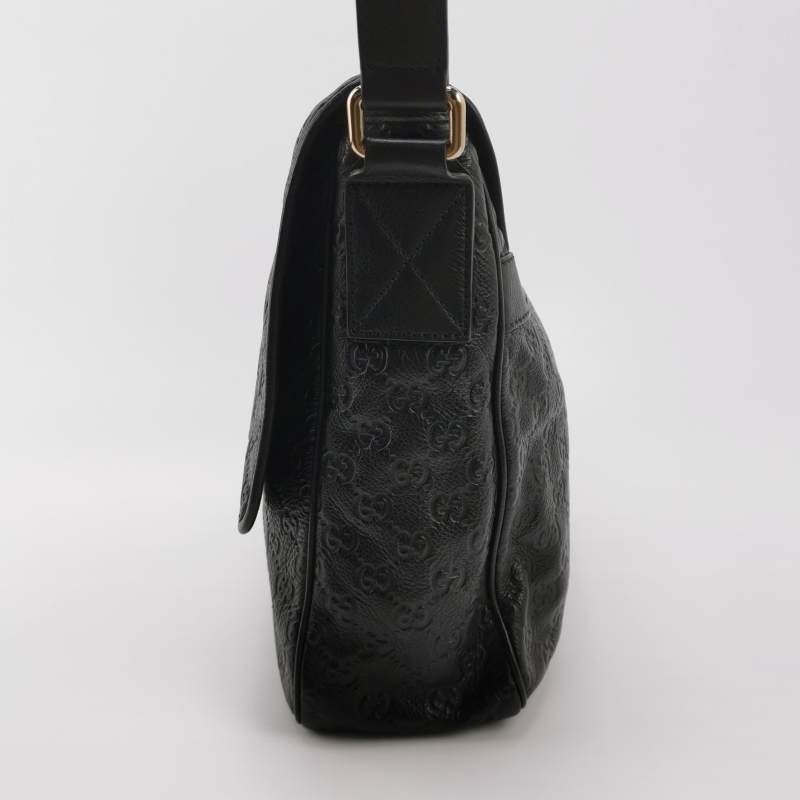 Gucci牛皮純色雙G老花壓紋斜挎包-2