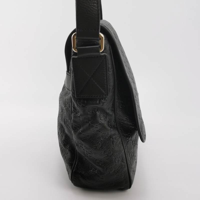 Gucci牛皮純色雙G老花壓紋斜挎包-3