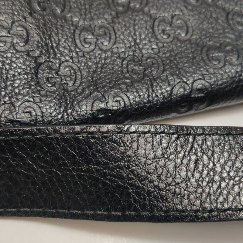 Gucci牛皮純色雙G老花壓紋斜挎包-9