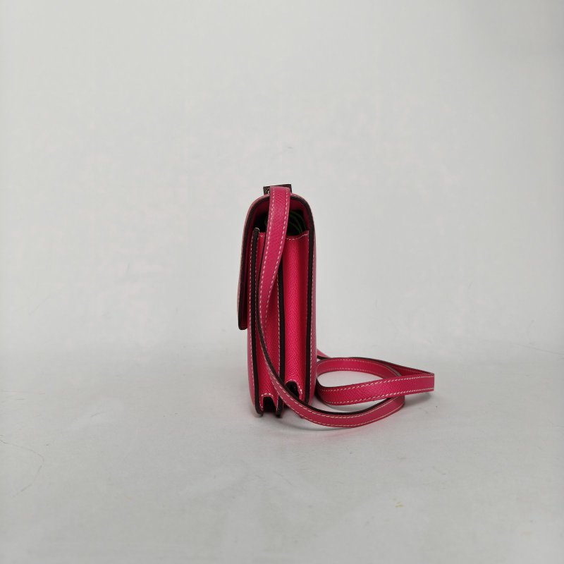 HERMES ConstanceElan26E5糖果粉Epsom皮框O銀扣肩背包-1