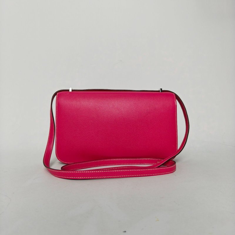 HERMES ConstanceElan26E5糖果粉Epsom皮框O銀扣肩背包-2