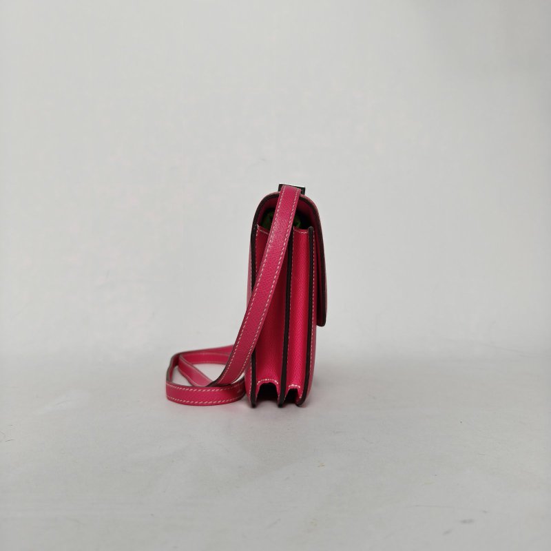 HERMES ConstanceElan26E5糖果粉Epsom皮框O銀扣肩背包-3