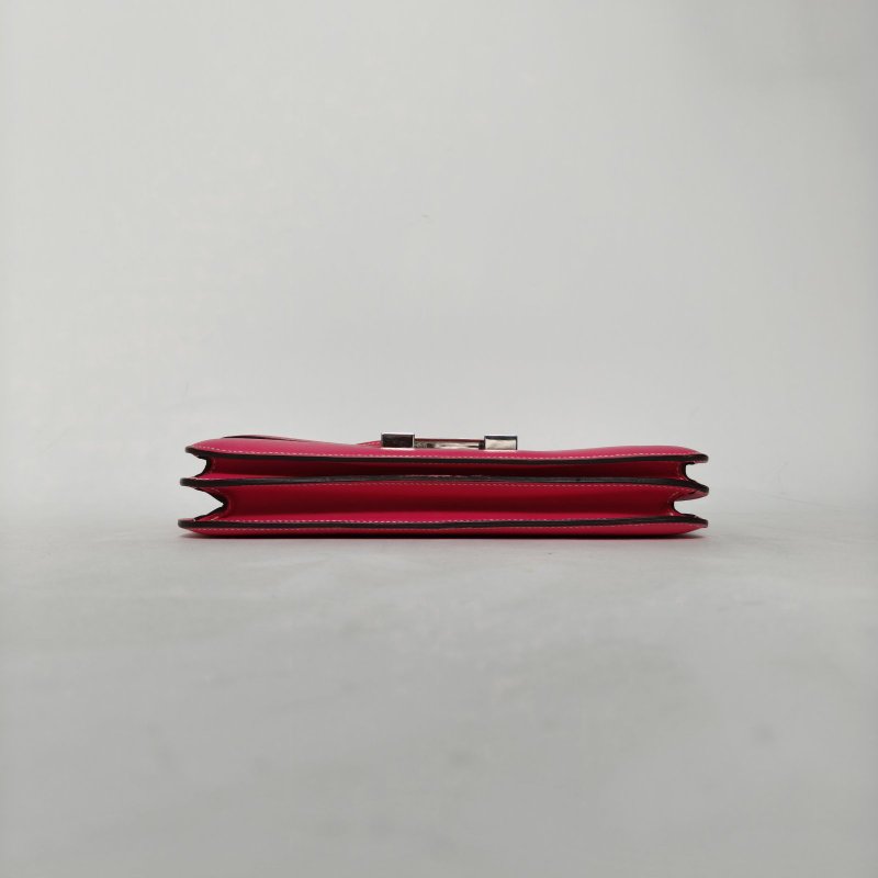 HERMES ConstanceElan26E5糖果粉Epsom皮框O銀扣肩背包-4