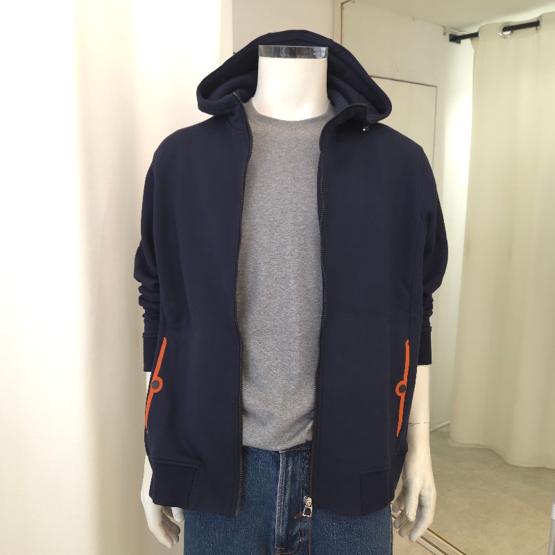 Hermès 內刷毛連帽外套 深藍 XL-0