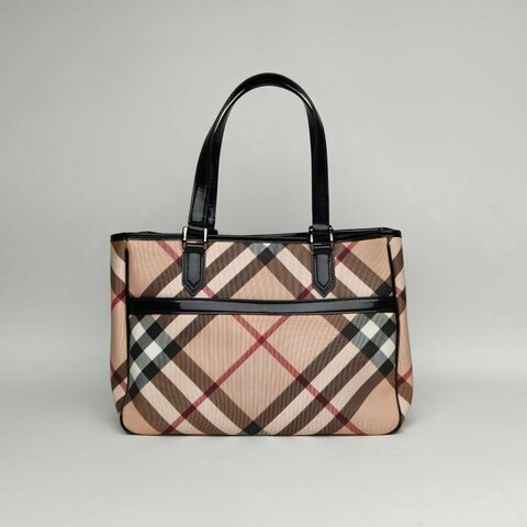 Burberry 格子PVC經典戰馬格紋手提包購物袋肩背包