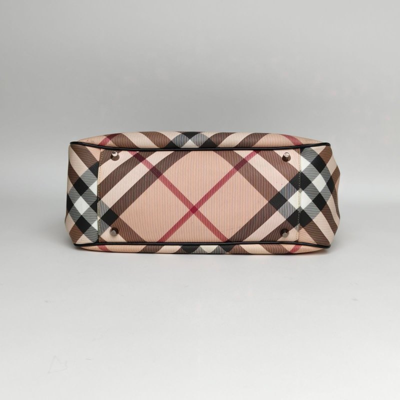 Burberry 格子PVC經典戰馬格紋手提包購物袋肩背包-4