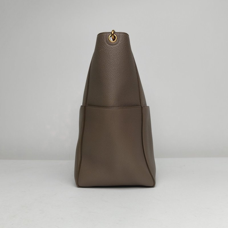 CELINE SangleBucket水桶包大號灰色牛皮金扣肩背包-1