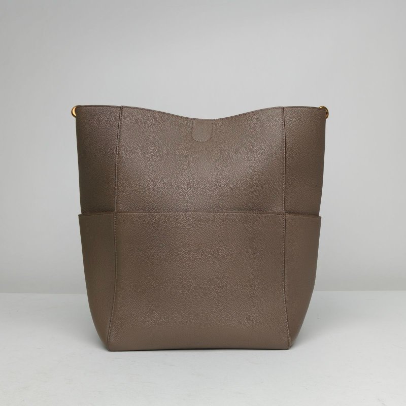CELINE SangleBucket水桶包大號灰色牛皮金扣肩背包-2