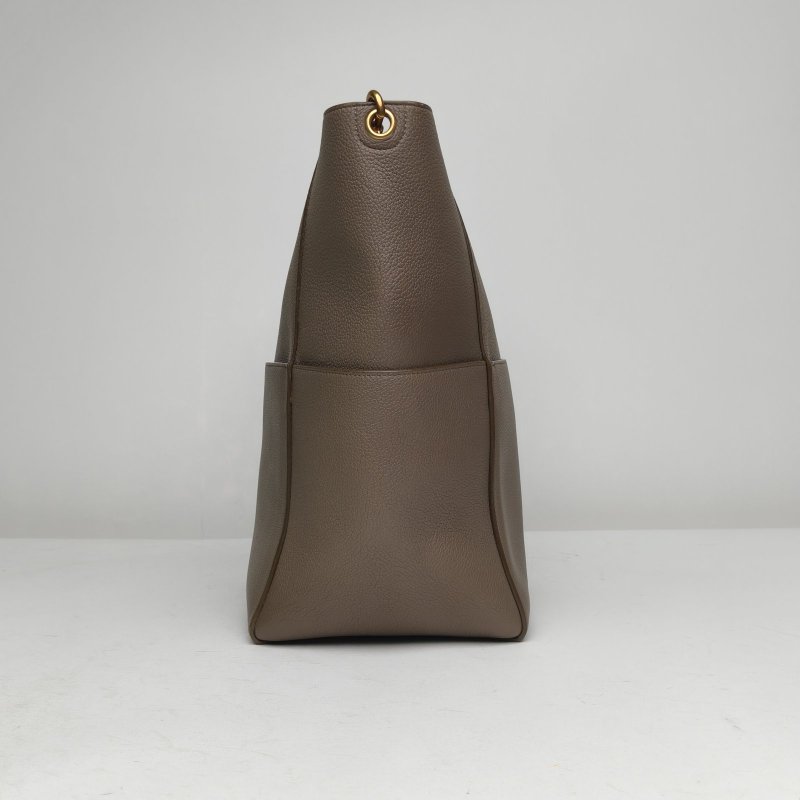 CELINE SangleBucket水桶包大號灰色牛皮金扣肩背包-3